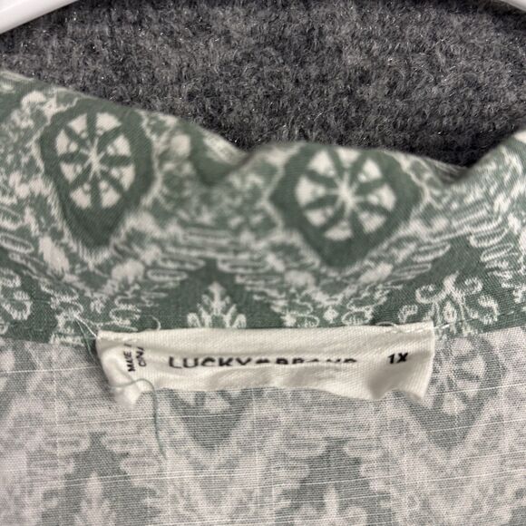 Lucky Brand Dress Womens Size 1X Green Cottagecore Safari Nature - Picture 3 of 12